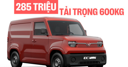 VinFast EC Van ra mắt Việt Nam: Giá từ 285 triệu đồng, động cơ ngang VF 3, chạy
150km/sạc, thùng hàng 2.600 lít, tải trọng trên 600kg