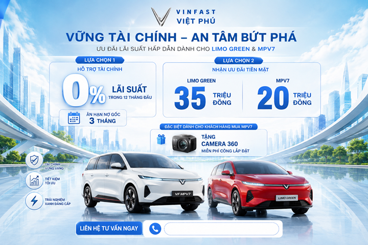  VinFast ưu đãi lãi suất 0% cho khách mua Limo Green & MPV7